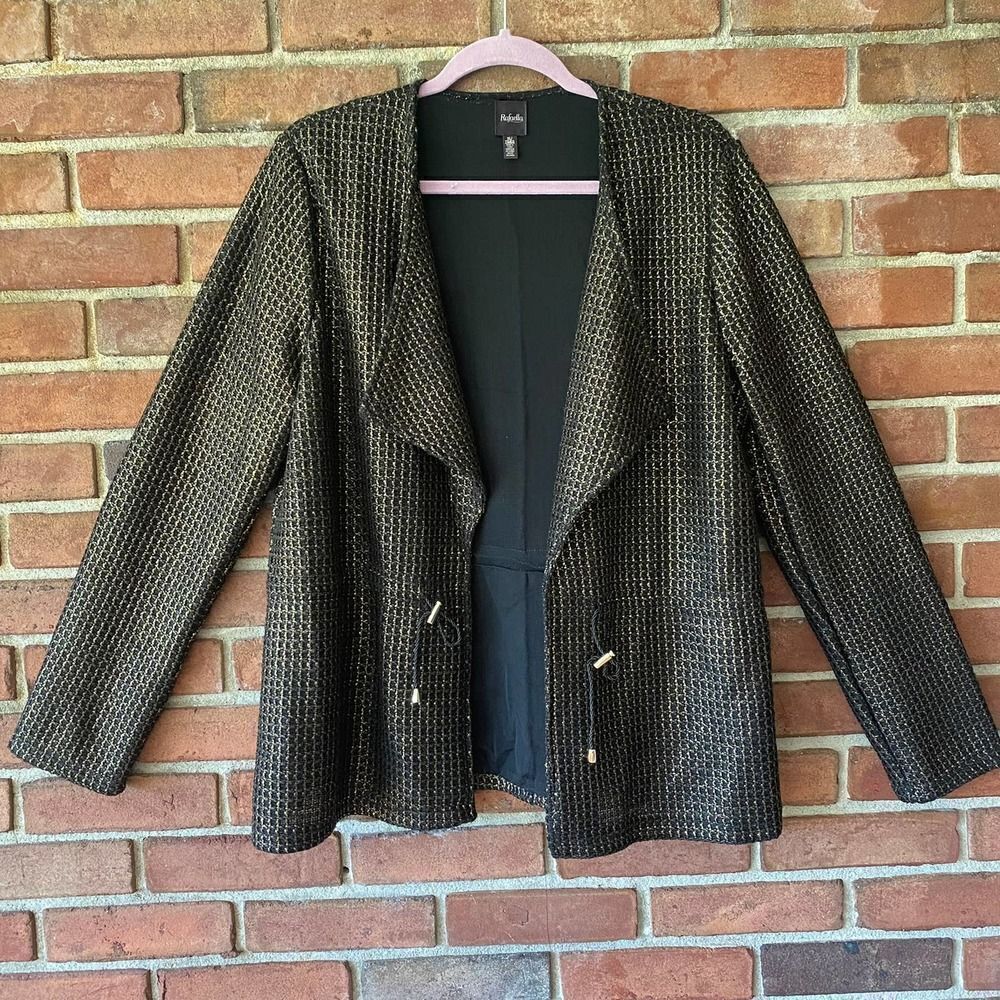 Rafaella Gold and Black Drawstring Waist Sweater XL